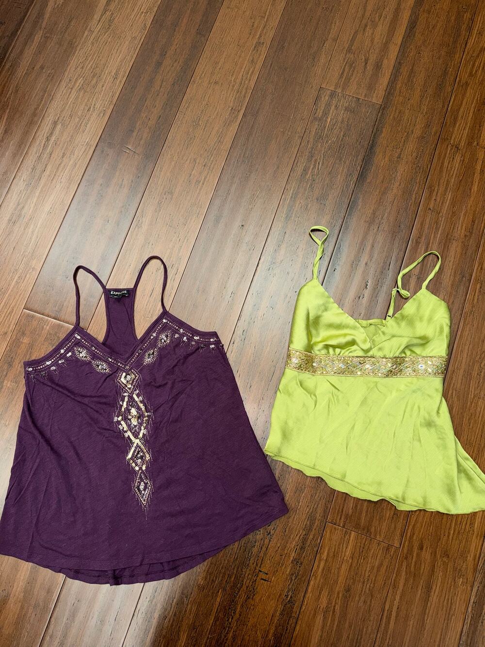 vintage 2000s (Y2K) camisole tops feature signature bohemian, Lot of 2 Small S